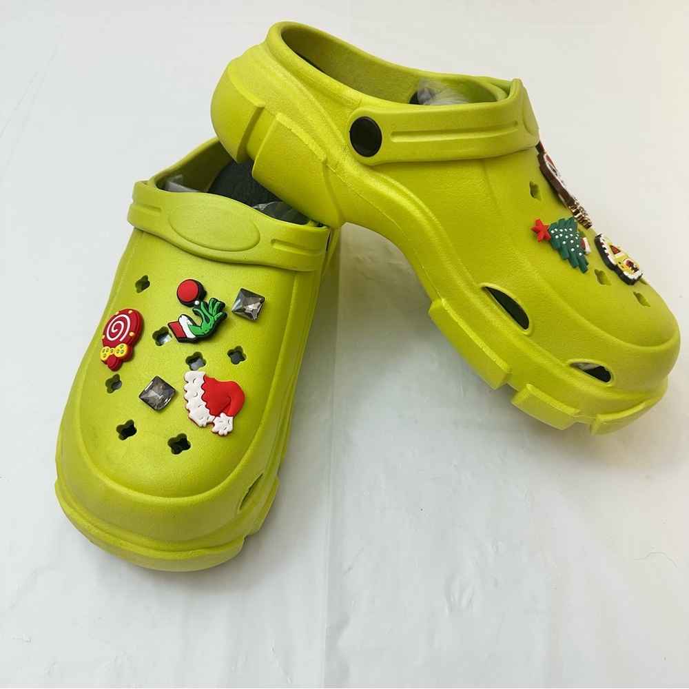 One of a‎ Kind Fashion Bright Green Christmas Platform Clogs (similar to Crocks)